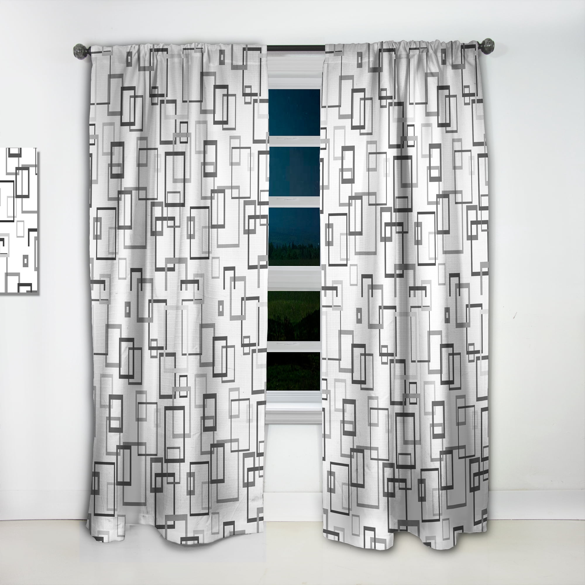 Designart 'Abstract Retro Design Pattern II' Mid-Century Modern Curtain Panel
