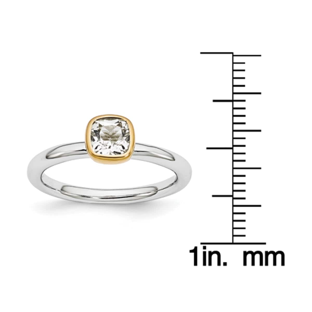 White Topaz Sterling Silver with Gold-Plate Ring
