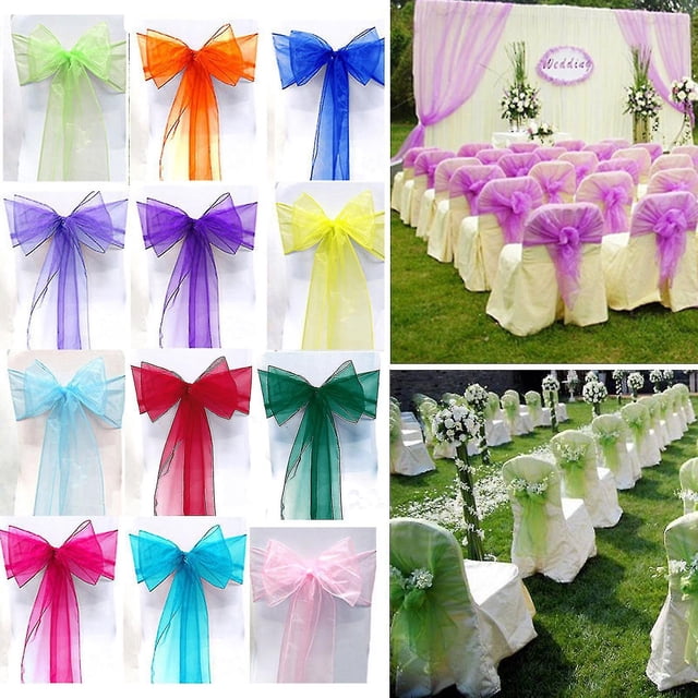 Fajas de organza para silla, lazo ancho, cinta para decoración de bodas y fiestas