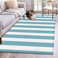 thumbnail image 2 of Aqua Striped Large Area Rugs for Bedroom Living Room, Soft Non Slip Carpet Bedside Rug, Modern Farmhouse Blue White Stripes Rectangular Floor Cover Kitchen Accent Rug 4'x6' for Dining Room/Office, 2 of 9