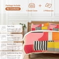 thumbnail image 6 of 3 Piece Pink Red Orange Duvet Cover Set Twin Size,Microfiber Comforter/Quilt Cover with Corner Ties and 2 Pillowcases,Modern Abstract Oil Painted Geometric All Season Soft Bedding with Zipper Closure, 6 of 8