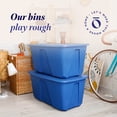 thumbnail image 2 of HOMZ Heavy-Duty Solid 32-Gallon Large Storage Bins with Lids, Blue, 4 Pack, 2 of 9