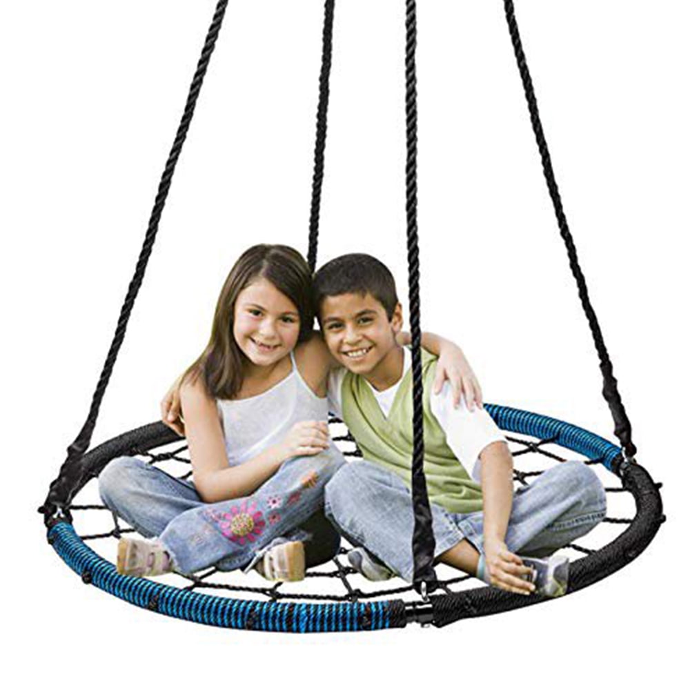 Jacks household 24 Round Hanging Seat Nest Swing Set Spider Web Swing With Adjustable Ropes For Kids Children Adult