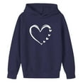thumbnail image 3 of Eltusu Girls Valentine's Day Hoodies, Heart Graphic Casual Pullover Loose Fit Long Sleeve Sweatshirts Navy Size 5-6 T, 3 of 4