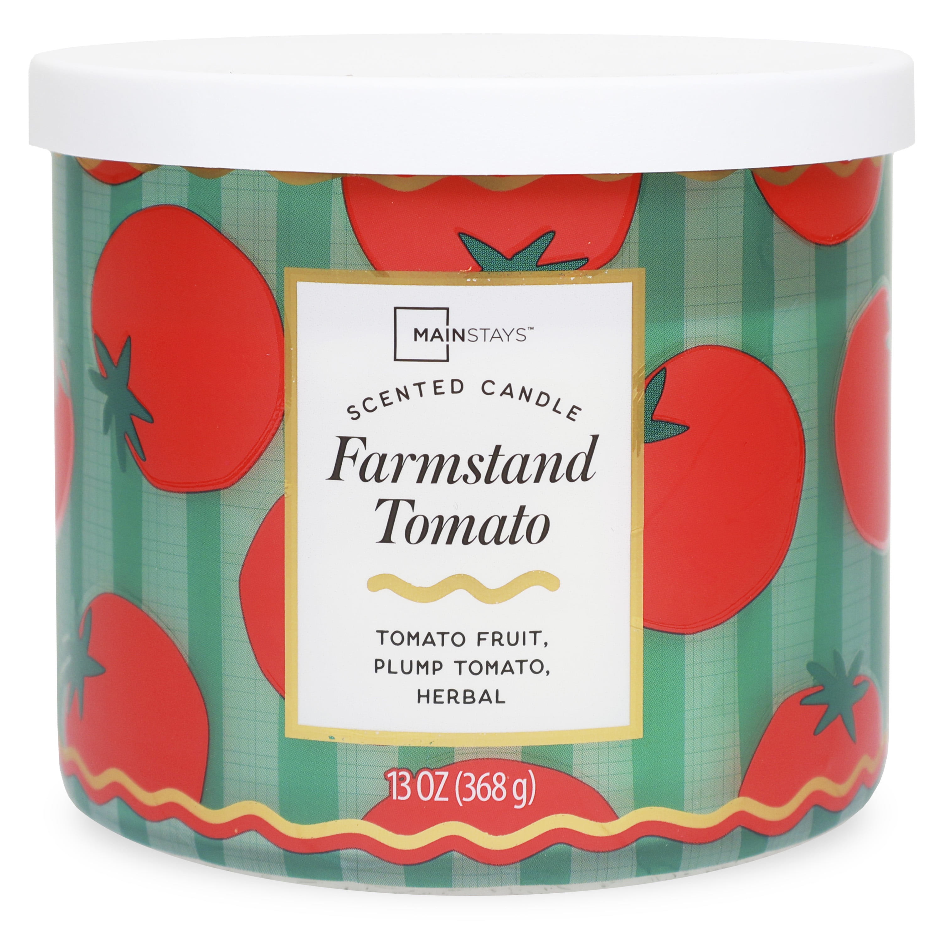 Mainstays 3-Wick Farmstand Tomato Fragrance Candle with a Decorative wrap, 13-Ounce