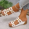 thumbnail image 5 of Walking Sandals Women,Wedge Sandals,Women's Sandals,Womens Dress Sandals,Wedge Sandals for Women Dressy Summer Beach Slip On Womens Slide Shoes Comfortable Walking Platform Sandals,White,9.5, 5 of 5