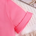 thumbnail image 5 of Antinious Toddler Summer Color Block Short Sleeve T-Shirt + Shorts Casual Outfit Set,Outfits for Kids,Boys Girls Sleepwear Set,Hot Pink,90, 5 of 5