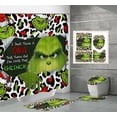 thumbnail image 4 of Cortina de ducha de poliéster impermeable con estampado digital de Grinch navideño, cortinas de ducha para baño, 4 of 6