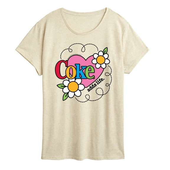 Coca-Cola - Coke Adds Life Heart Flower - Ladies Short Sleeve Graphic T-Shirt