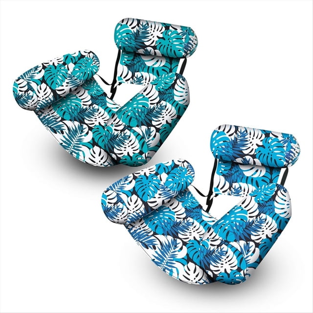 Pool Floats Chairs Adult,Inflatable Pool Lounge,Plant Pattern Floating Mat Hammock,Blow Up Water Chairs Noodles Rafts B