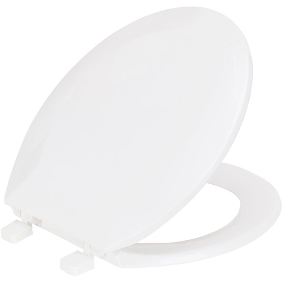 PREMIUS Beveled Plastic Toilet Seat, White, Standard Round, 17 Inches