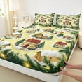 thumbnail image 3 of jejeloiu Western Christmas Cabin Twin Sheet Sets,Xmas Holiday Tree Twin Fitted Sheet,Happy New Year Flat Sheet,Microfiber Bedroom Decor,3 Pieces, 3 of 7