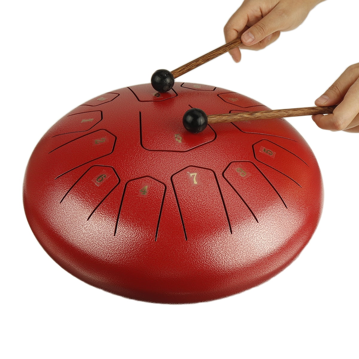 12 Inch 13 Note Steel Tongue Drum Percussion Instrument Lotus Hand Pan Drum with Drum Mallets Carry Bag 