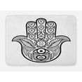 thumbnail image 1 of Hamsa Bath Mat, Nature Inspired Tribal Pattern Monochrome Sketch Boho Artwork with Leaves Third Eye, Non-Slip Plush Mat Bathroom Kitchen Laundry Room Decor, 29.5 X 17.5 Inches, Black White, Ambesonne, 1 of 2