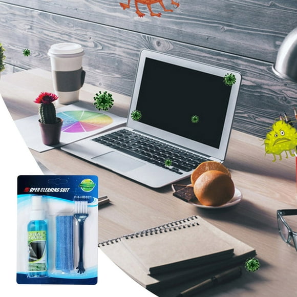 Riforla Keyboard Cleaning Kit Laptop Cleaner 3in 1 Computer Screen Cleaning Brush Tool MultiFunction PC Electronic Cleaner Kit for Pro Earbuds Camera All InOne 80ml Cleaning Agents Sky Blue 16x15cm