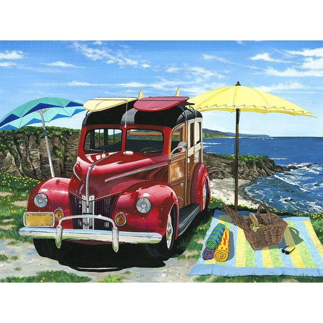 Cuadros Decorativos 5D DIY Diamante Pintura coche rojo Decoración redonda completa JShteea Nuevos Originales