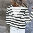 thumbnail image 4 of Jinhomg Lightweight Hooded Pullover for Women 2024 Trendy Striped Print Sweatshirt Comfortable Long Sleeve Button Up Tops with Kangaroo Pocket Sales Today Clearance Women Gray L, 4 of 7