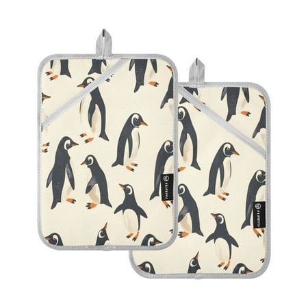 

Two Pieces Of Square Heat Insulation Pad Oven Mitts 7x9.8 Inch Oven Microwave Kitchen Cooking Baking Cute Penguin