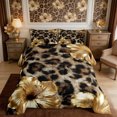 thumbnail image 2 of Manfei Golden Hibiscus Full Size Comforter Sets 3-Piece,Animal Leopard Print Bedding Comforter Set,1 Comforter and 2 Pillowcases,Reversible, 2 of 6