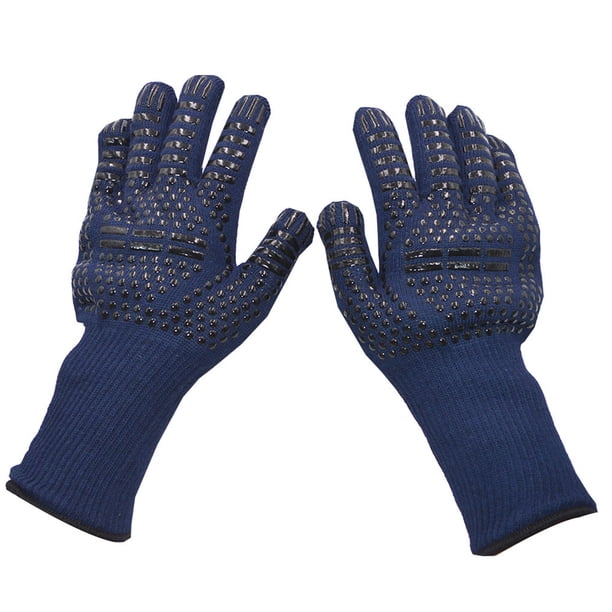 Inteprter 1 par de guantes antillamas para horno, guantes para barbacoa, resistentes al calor, antideslizantes, guantes protectores de muñeca para horno, Herramientas y accesorios para hornear No.02 Inteprter HA002149-02