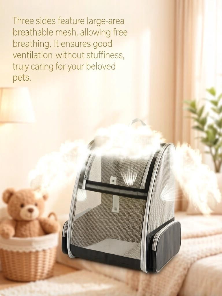 Pet Backpack Carrier for Small Dogs & Cats | Up to 15lbs Capacity | Foldable with Breathable Mesh Windows | Ideal for Travel, Hiking & Outdoor Adventures(Black)