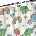 thumbnail image 3 of White Cartoon Dinosaurs Unicorns Pattern Shower Curtain 36"x72" ,Bathroom Decorative Shower Curtains Set with 12 Hooks,Modern Waterproof Washable Shower Curtain, 3 of 6