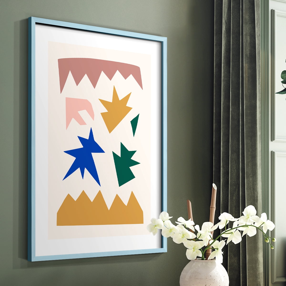 Matisse CDLXVIII in Blue Solid Wood Framed Print No Nail Hanging