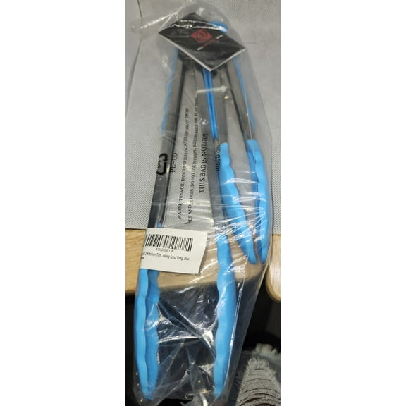 Blue Silicone-Tipped Cooking Tongs Set (Small & Large)
