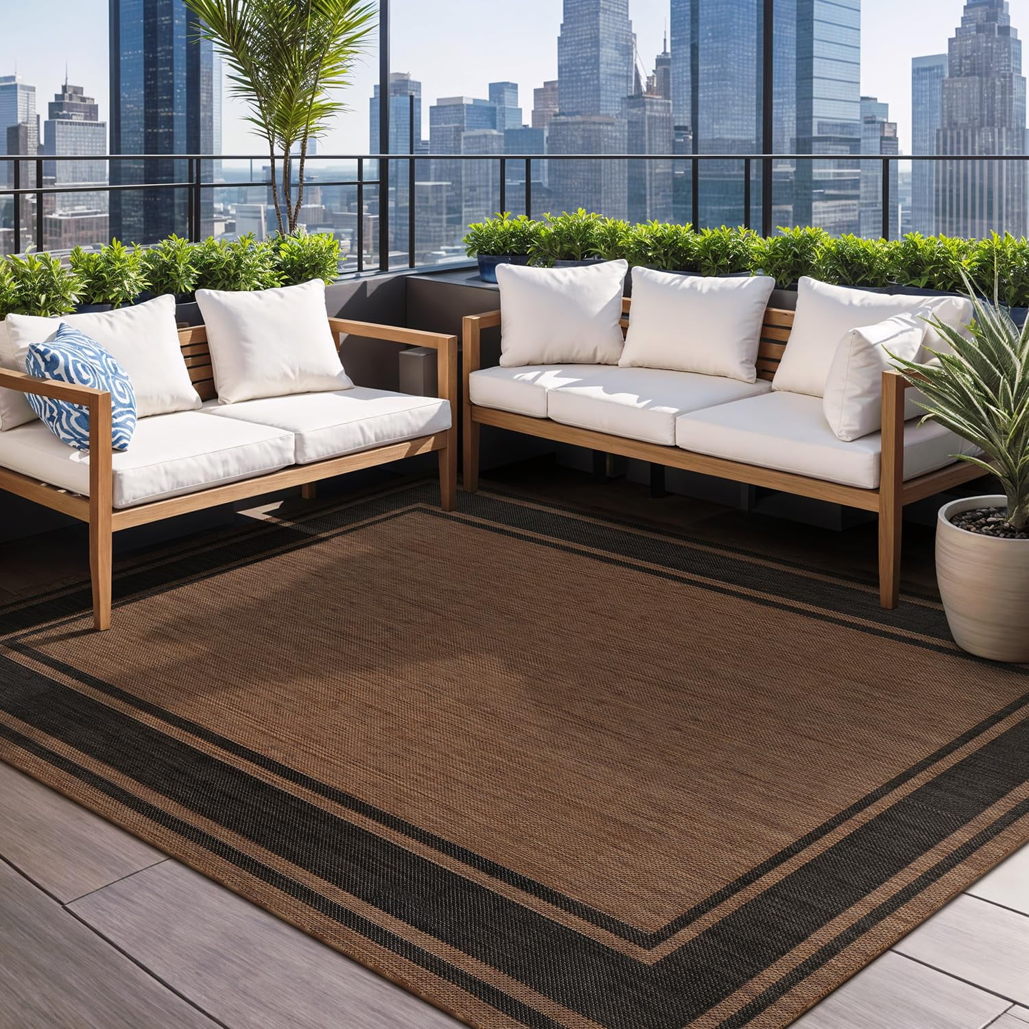 Beverly Rug Floral Bordered Washable Outdoor Indoor Area Rugs 6x9 Gold