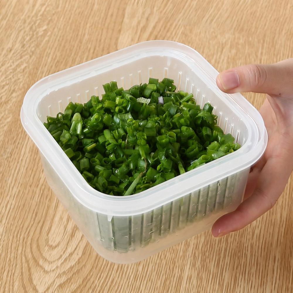 Lemetow Household Square Transparent Plastic Drain Bowl with Sealing Cap for Chopped Ginger Garlic Onion - image 2 of 7
