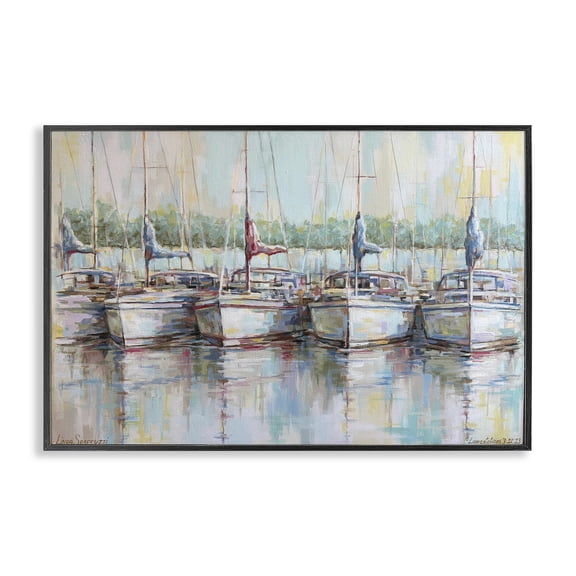 Stupell Industries Morning At The Marina Black Framed Giclee Art, design by Linda Sperruzzi
