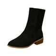 thumbnail image 2 of BLTIBY Women Mid Calf Boots Pointed Toe Chunk Flock Solid Color Boot Fashion Elegant Comfortable Booties Black 36, 2 of 9