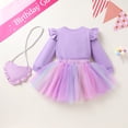 thumbnail image 5 of Younger Tree Girl Birthday Outfit Baby Fall Winter Long Sleeve Sweatshirt Bowknot Tutu Princess Party Dress Set with Bag for 18-24 Months, 5 of 9