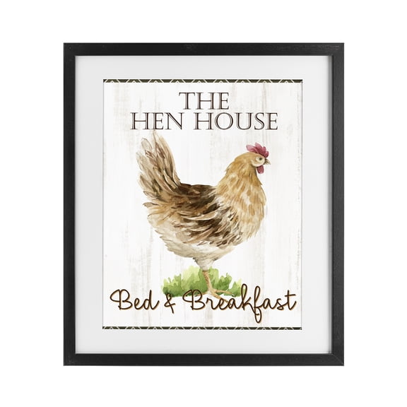 Stupell Industries Rustic Lodge Hen House Bed and Breakfast Black Framed Print Under Glass, 13 x 16, by Anne Bailey