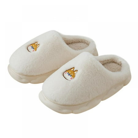

Gyuzh Women Cartoon Non-Slip Plush Warm Slippers House Soft Cotton Household Shoes