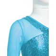 thumbnail image 5 of TiaoBug Kids Girls Sequins Hip Hop Jazz Ballet Dance Outfits One Shoulder Long Sleeve Crop Top with Metallic Pants Set Light Blue&Black 10, 5 of 7