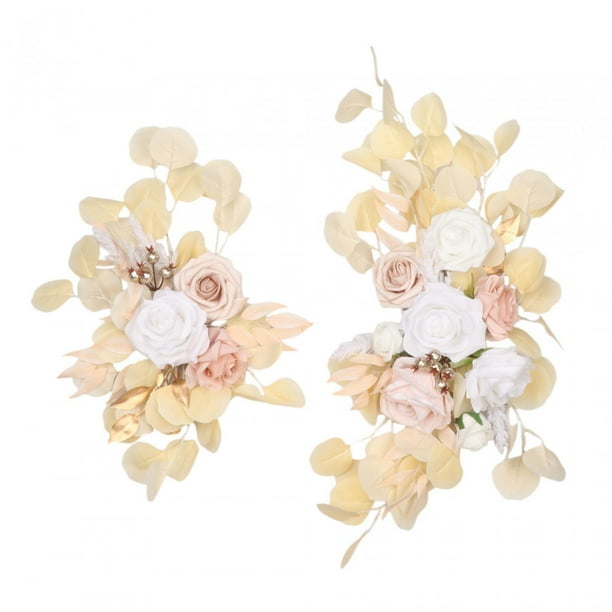 2x Arco de boda con flores artificiales, guirnalda floral, letrero de bienvenida, flores, guirnaldas florales A