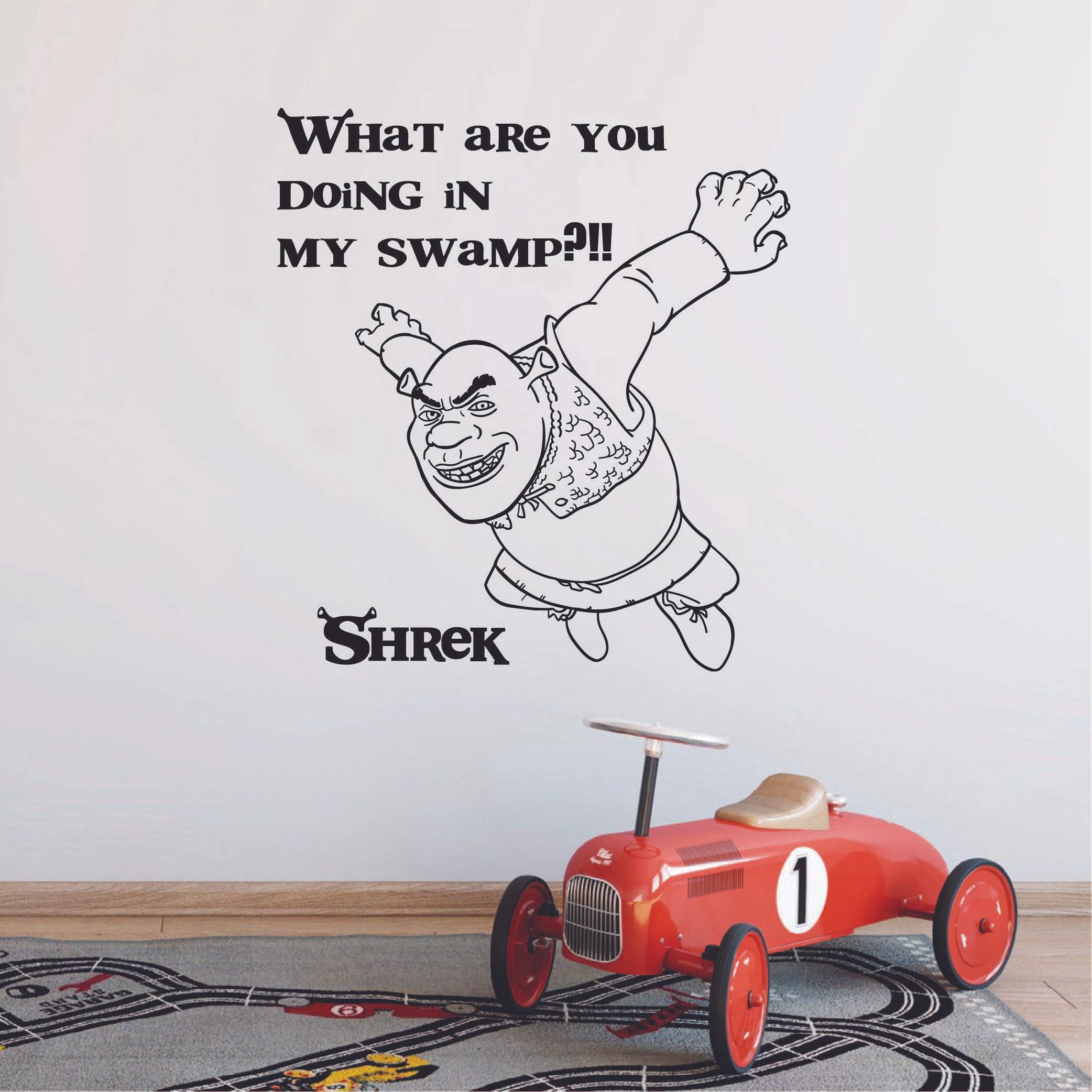 What Are You Doing In My Swamp - Disney Movie Shrek Quotes Quote Vinyl Wall Art Wall Decal Wall Sticker Decoration Home Room Kids Childrens Room Boys Girls Nursery Kindergarten Size (30x30 inch)