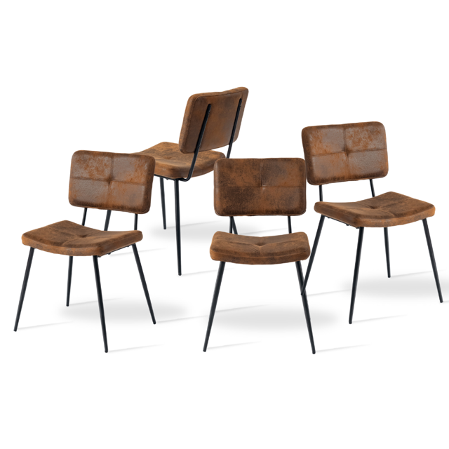 Homylin Set 4 Sillas de Comedor de Suede Moderno con Metal Piernas, Conjunto 4 de Comdores para Sala de Estar,Cocina,Comedor, Cafe, Marron