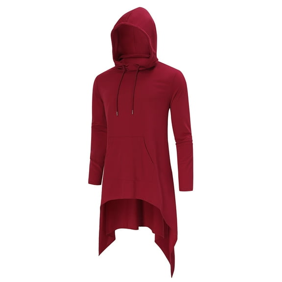 Men's Hooded Cloak Casual Long Pullover Hoodie Cape Hip Hop Sweatshirt With Pocket