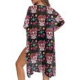 thumbnail image 5 of HELLHERO Polyester Long Kimono Swimsuit Cover Up for Beach Lightweight Short Sleeve Sugar Skull Print, 5 of 6