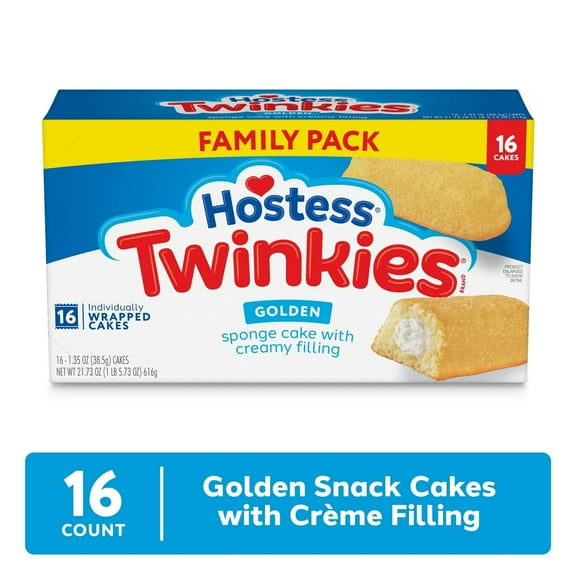 (2 pack) Hostess Twinkies Snack Cakes, Golden Sponge Cake with Crème Filling, 21.73 oz Box