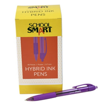 School Smart Retractable Hybrid Pens, Purple Ink and Barrel, Pack of