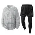 thumbnail image 6 of Men's 2 Piece Athletic Outfit Set, Camo Quick Dry Long Sleeve T-Shirt and 2 in 1 Running Pants, Workout Gym Training Sportswear Tracksuit, 6 of 9