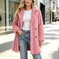 thumbnail image 5 of ITSAME Womens Fleece Mid Length Coat Notched Lapel Button Front Warm Winter Outerwear Jacket Pink Size 2XL, 5 of 9