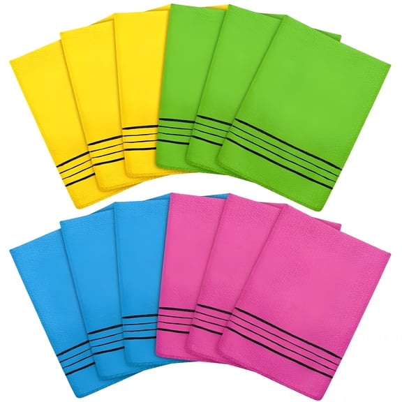 ARLAJO 12 Pieces Korean Exfoliating Mitt Glove Italy Towel Body Skin Scrubber Exfoliating Scrubber for Remove Dead Skin Washcloth (Small, Yellow, Green, Blue, Pink)