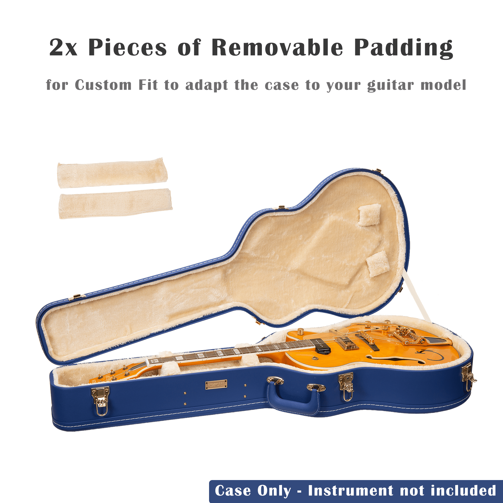 Crossrock Guitar Case for 16" Archtop/Hollow Body/Jazz Electric Guitars - Fits Gretsch Electromatic, Ibanez, Epiphone, Gibson ES Series -Vibrant Blue (CRW520JA16VB)