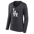 thumbnail image 2 of Women's Charcoal Los Angeles Dodgers Monochrome Long Sleeve V-Neck T-Shirt, 2 of 3