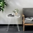 thumbnail image 3 of Clear Acrylic Side Table Round Ende Table Drink Table for Small Space 15.7"x18”, 3 of 16