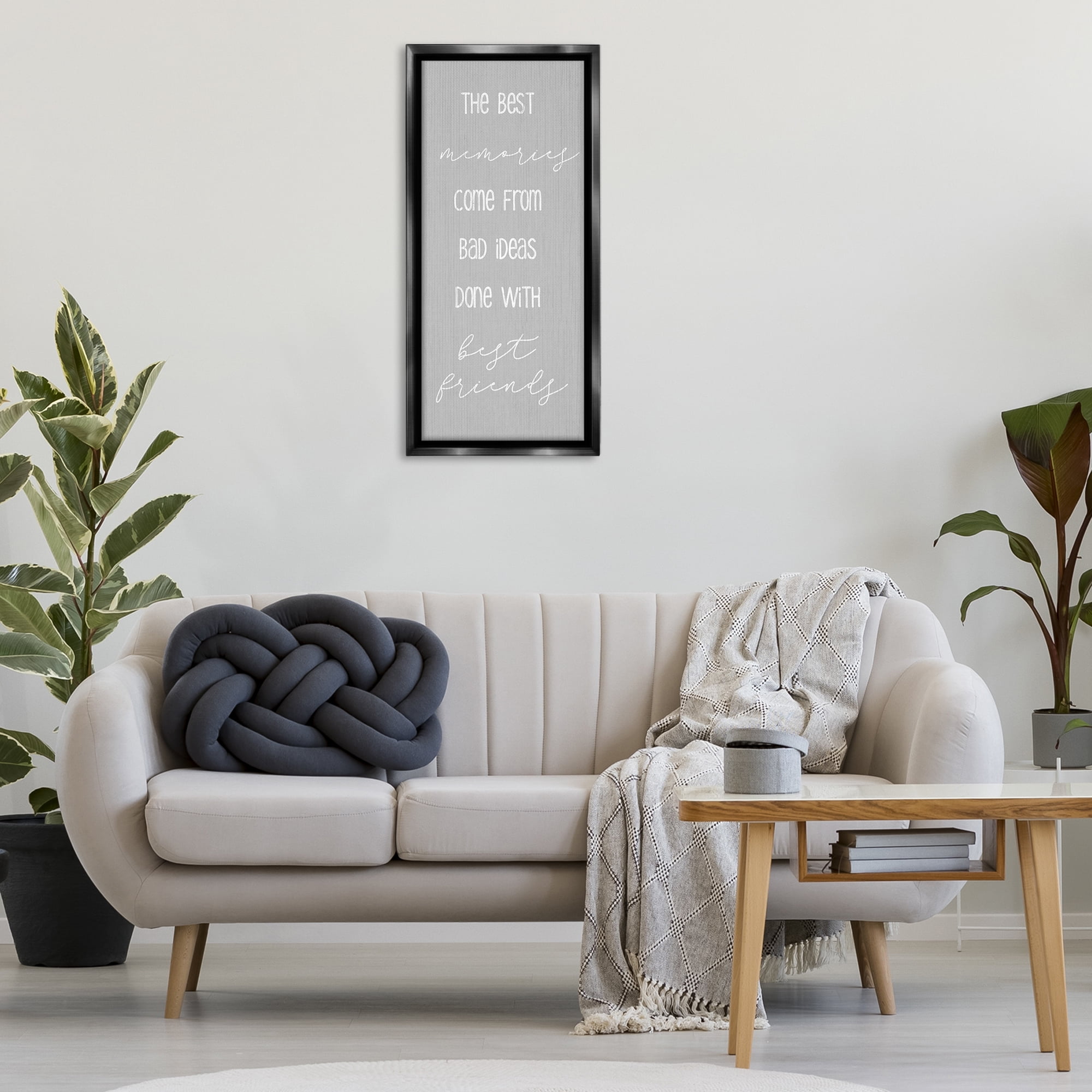 Stupell Industries Bad Ideas with Friends Typography Painting Black Floater Framed Art Print Wall Art, 15 x 31